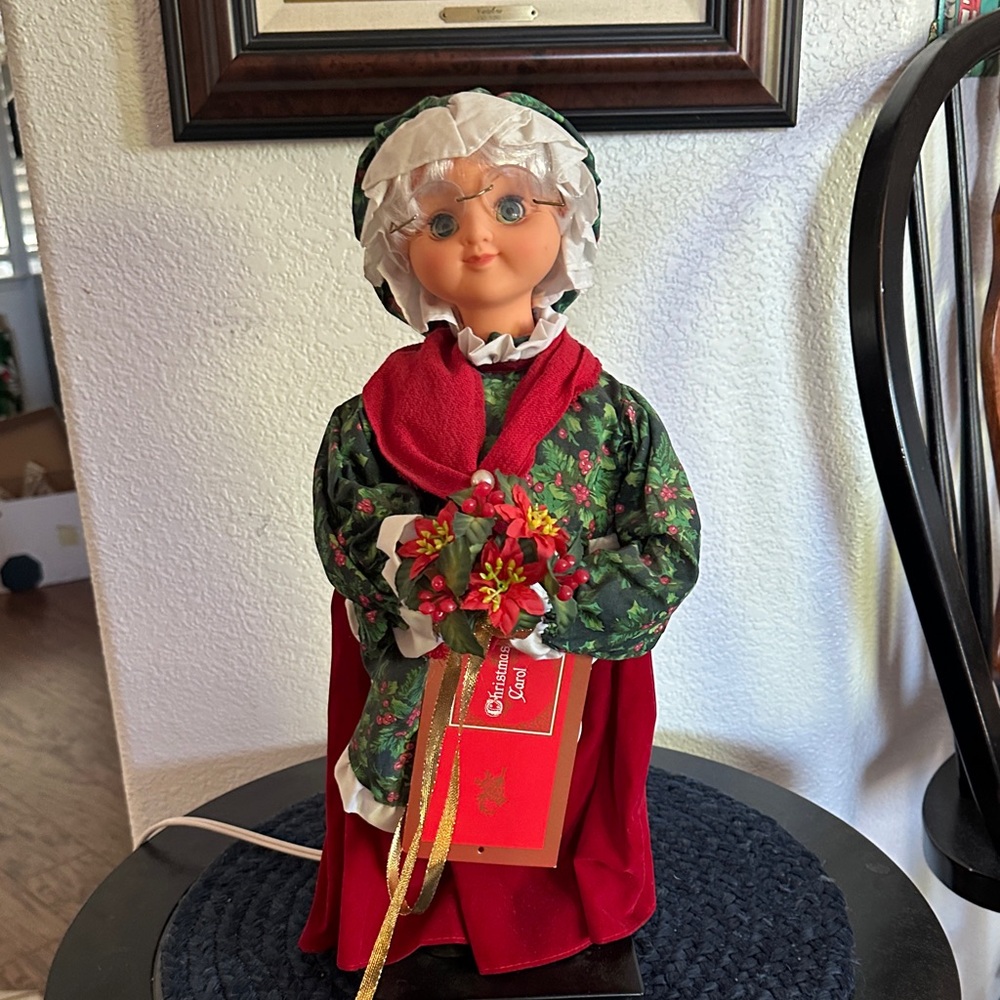 Festive Mrs Claus Holiday Doll with Red and Green Outfit